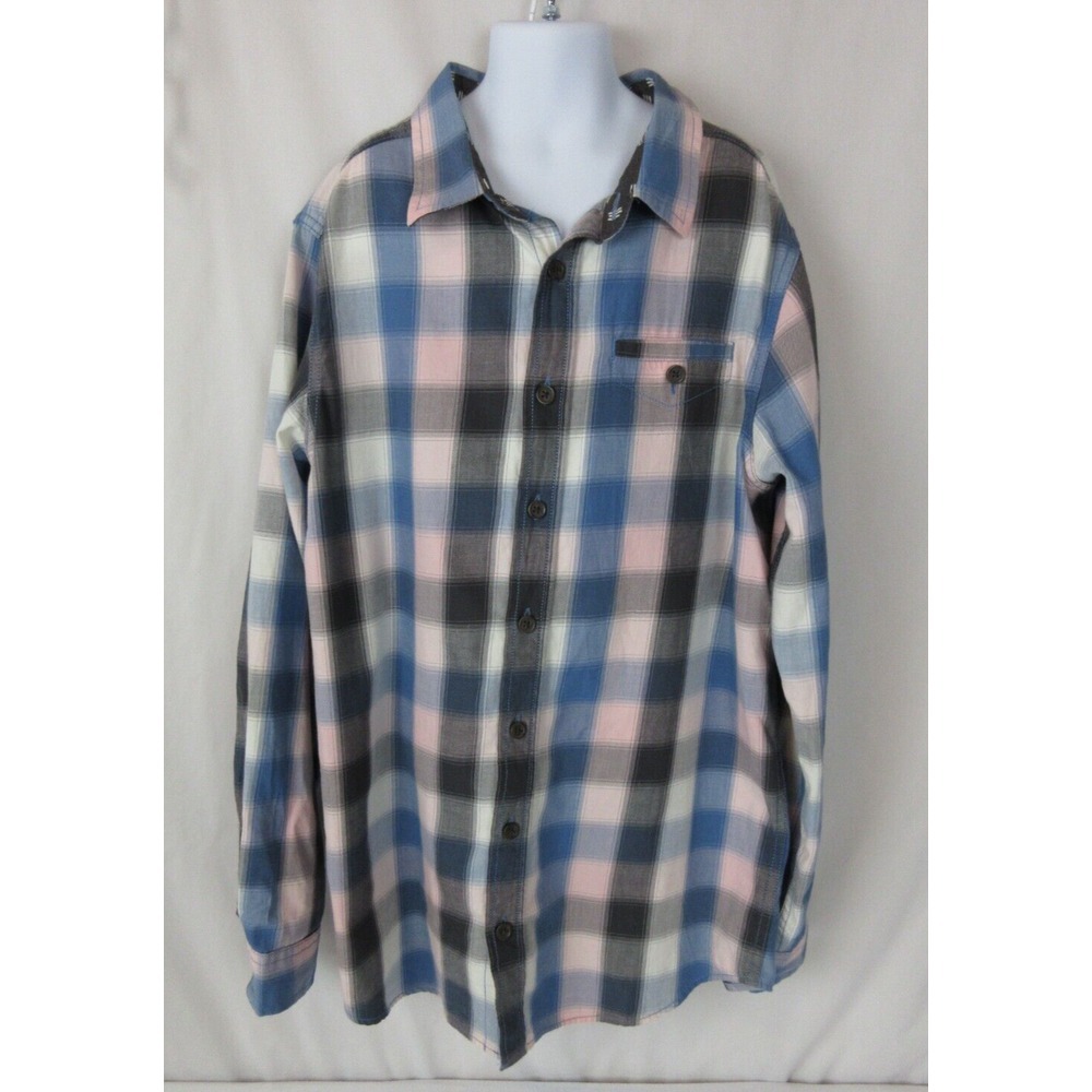 Boy's Sz XL 16 Blue Plaid Long Sleeve Button Front Dress Shirt From Cat And Jack